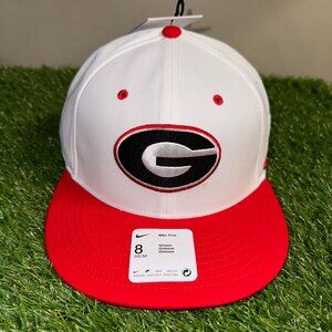 Nike UGA Dawgs Georgia Bulldogs Baseball Team Issued Fitted Cap Hat White